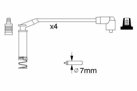 BOSCH Провід високої напруги (4шт.) OPEL Astra F 1,4/1,6, Vectra A 1,6, Corsa 1,2/1,4