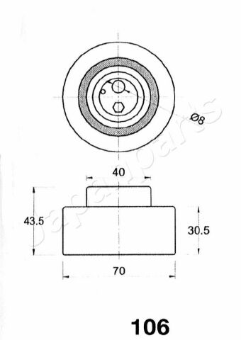 JAPANPARTS NISSAN Натяжний ролик Primera 2,0D 91-94/Sunny 2,0D 11/90-