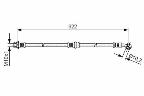 Шланг тормозной (передний) Nissan Qashqai/Renault Kadjar 13-(R) (622mm) M10x1/M10x1