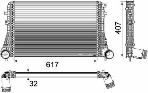 Радиатор интеркулера VW Passat/Sharan/Tiguan 1.4-2.0D 05-