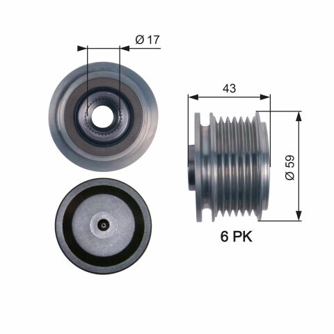 OAP7112 (7789-10085) Шкив генератора GATES OVERRUNNING PULLEY