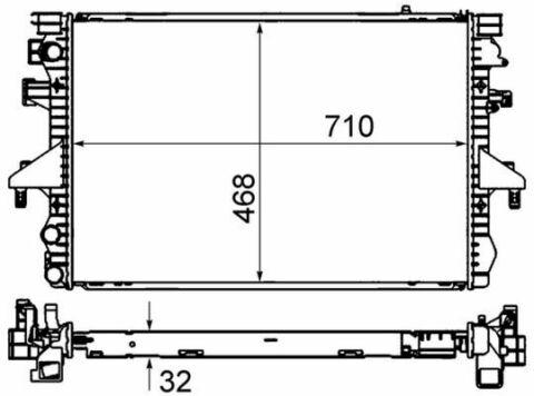 Радіатор охолодження двигуна T5 1.9TDI/2.0i/3.2i 03- (+/-AC) (710x470x32)