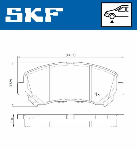 тормозные колодки передние qashqai,x-trail 07-