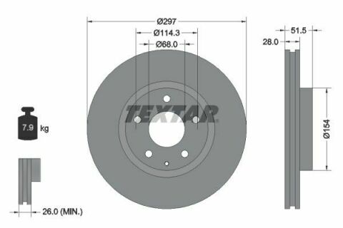 Диск гальмівний (передній) Mazda 6 11-19/ CX-5 12-15 (297x28) PRO+