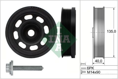 Шкив коленвала VW Caddy IV/V 1.2-1.6 TSI/TGI/TSi EVO 15- (с болтами)