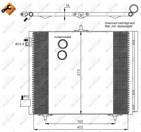 Радіатор кондиціонера (з осушувачем) Citroen C3/Peugeot 207/208 1.0-1.6/1.6HDi 02-