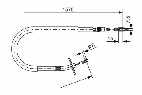 Трос ручного тормоза SPRINTER 97- 1565 1390 правый MB