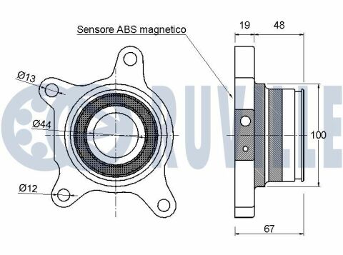 Подшипник ступицы задние с датчиком abs land cruiser, lexus gx 470