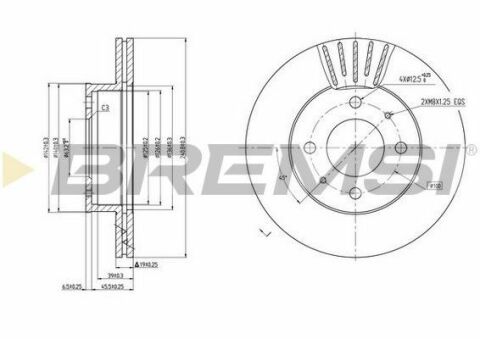 Гальмівний диск перед. Hyundai Accent II 00-05 (241x19) (заміна на CD7632V)