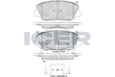 Колодки гальмівні (передні) Hyundai Grandeur 16-/Veloster 11-/Kia Cerato III 12-