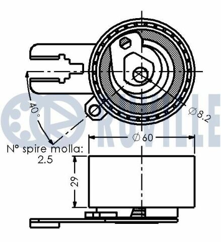 RUVILLE CITROEN Ролик натягувача ременя Berlingo,C1-C5,Jumpy,Nemo,Fiat Scudo P206,P307,Ford,Suzuki,Volvo 1.4/1.6HDI/TDCi 02-