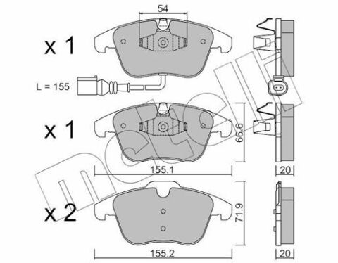 Колодки тормозные (передние) Audi Q3 11-18/VW Passat B8 14-/Tiguan 07-/Sharan 10- (+датчик)