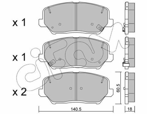 CIFAM KIA Гальмівні колодки передн. Ceed,Cerato 13-, Carens 1,7CRDi 13-,Hyundai i30,Grandeur