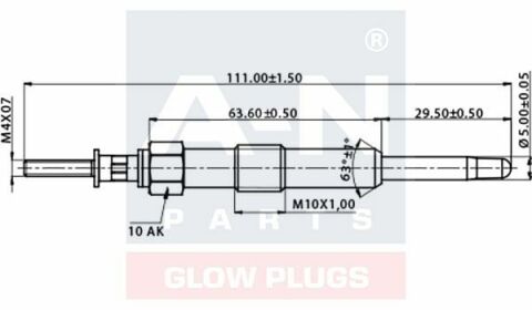 Свеча накаливания (двойная спираль) 11V Accent, Getz, Cerato, Sportage, Tucson, Santa Fe 1,5/2,0/2,2CRDi HYUNDAI