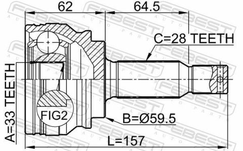 ШРКШ (ШРУС) зовнішній 33x59.5x28 MITSUBISHI LANCER 07-