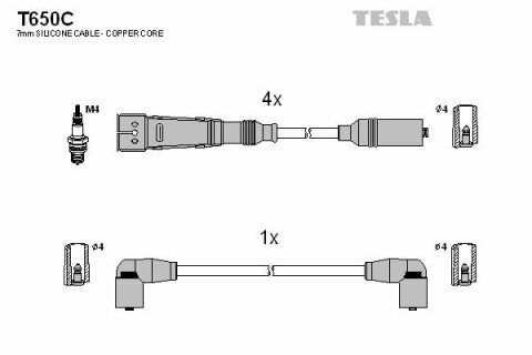 Кабель запалювання к-кт TESLA Seat,VW 80-01 1,6