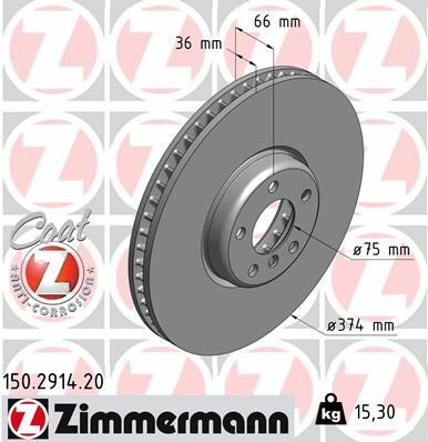 Диск тормозной (передний) BMW 5 GT (F07)/7 (F01/F02/F03/F04) 4.4-6.0 09-17 (374x36) (L)