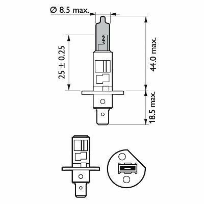 Лампа H1 WhiteVision ultra +60% (3700K) B1 12V 55W P14,5s (замена 12258WHVB1)