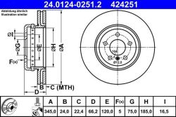 Диск тормозной (задний) BMW 3 (F30/F80/F34)/4 (F36/F33/F83) 11-(345x24)
