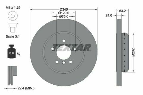 Диск гальмівний (задній) BMW 5 (E60/E61)/ 6 (E63) 03-10 (345x24) PRO+ Диск гальмівний (задній) BMW 5 (E60/E61)/ 6 (E63) 03-10 (345x24) PRO+
