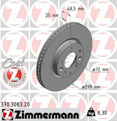 Диск тормозной (передний) Mazda 6 07-13 (299x25) (с покрытием) (вентилируемый)