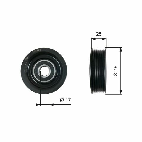 Ролик генератора Mazda 3 1.3/1.6 03-14 (паразитний) (79х25) Ролик генератора Mazda 3 1.3/1.6 03-14 (паразитний) (79х25)