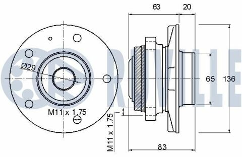 Подшипник передние ступицы без abs c70-02, s70-00, v70-00.