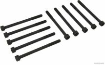 Комплект болтов с шестигранной головкой из черного металла.