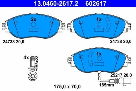 Колодки тормозные (передние) Audi A3/Skoda Octavia III/VW Passat/Golf 13- (Lucas/TRW) (с датчиком)