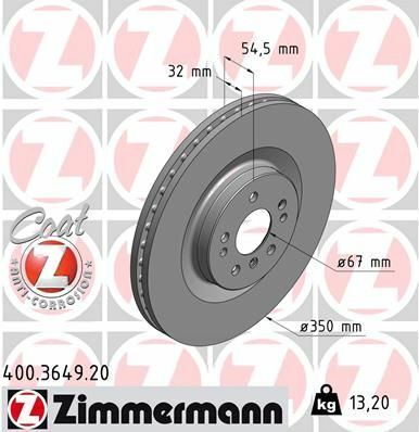 Диск тормозной (передний) MB M-class (W164)/R 05-(350x32) (с покрытием) (вентил.)