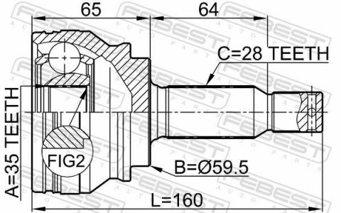 ШРКШ (ШРУС) наружный Mitsubishi Lancer VIII/Outlander II/III 06- (35x59.5x28)