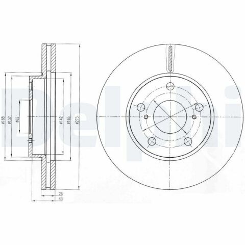 Диск тормозной (передний) (к-кт 2 шт) Toyota Auris 07-13/Corolla 06-(273x26) (с покрытием)