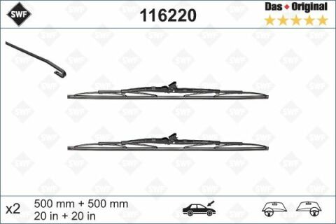 Щетки стеклоочистителя (500/500mm) BMW/Citroen/Fiat/Ford/Honda/Hyundai/Kia/Mazda/MB/Peugeot/Renault