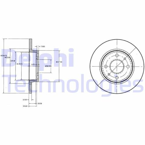 Диск гальмівний передній VAZ 2108-09 (12mm) LADA