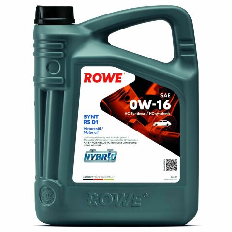 Моторна олива ROWE HIGHTEC SYNT RS D1 0W-16, 5 літрів Моторна олива ROWE HIGHTEC SYNT RS D1 0W-16, 5 літрів
