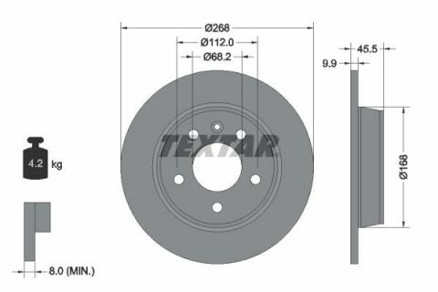 Диск тормозной (задний) VW Sharan 96-10 (268x9.9) PRO