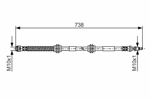 Шланг гальмівний (передній) VW Touareg 02-10 (L=725mm)