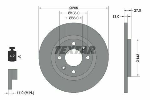 Диск тормозной (передний) Citroen Berlingo/Peugeot Partner 96- (266x13) PRO