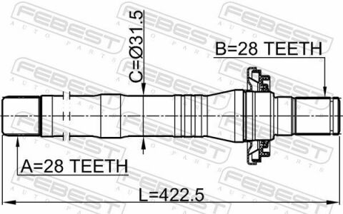 Піввісь права 28x423x28 HYUNDAI SANTA 06- Піввісь права 28x423x28 HYUNDAI SANTA 06-