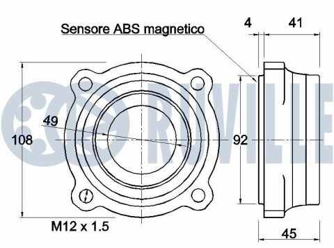 RUVILLE BMW Подшипник ступицы с датчиком ABS X3/F25, X4/F26