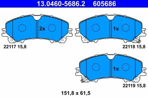 Колодки гальмівні (передні) Nissan X-Trail/Infiniti Q50 13-/Renault Koleos 16- (Akebono)