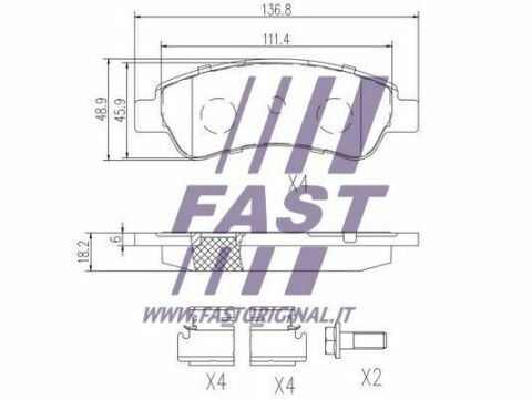 Тормозные колодки дисковые задние FIAT Ducato 06-14; PEUGEOT Boxer 06-14, Boxer 14-; CITROEN Jumper 06-14, Jumper 14-