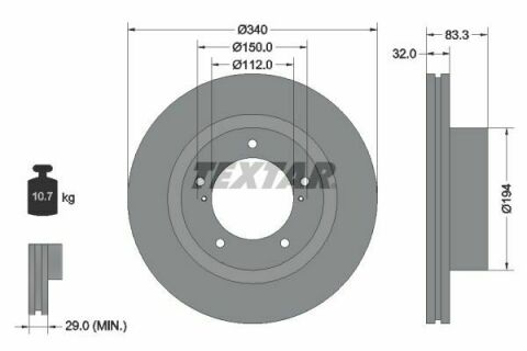 Диск тормозной (передний) Toyota Land Cruiser 200 4.5 D/4.6/4.7 V8 (340х32) PRO