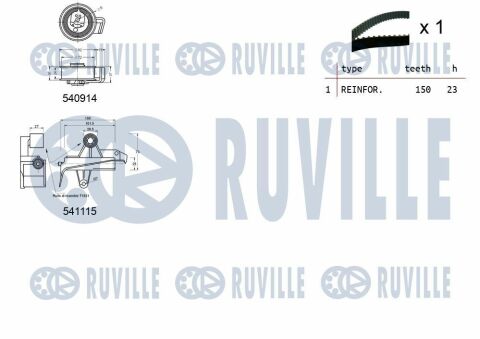 RUVILLE К-кт. ГРМ (рем.+2шт. ролик+кріплення) AUDI 1,8/1,8T VW Golf IV 1,8/1,8T SKODA