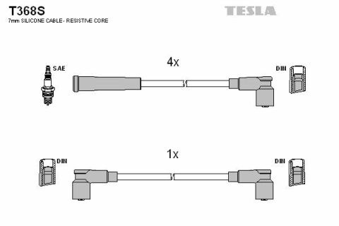 Кабель зажигания к-кт TESLA Skoda Favorit 1,3 -92