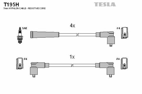 Кабель запалювання к-кт TESLA Skoda Felicia 94-01 1,3i 135B (SPI),136B (SPI)