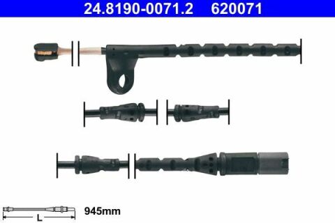 Датчик зносу гальмівних колодок (передніх) BMW X5 (E70/F715,F85)/ X6(E71,E72/F16,F86) 06- (L=945mm)