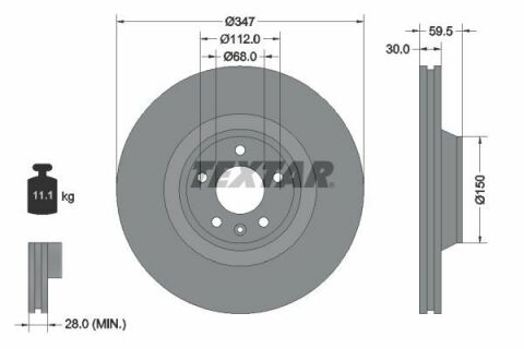 Диск гальмівний (передній) Audi A6 04-11 (347х30) PRO+