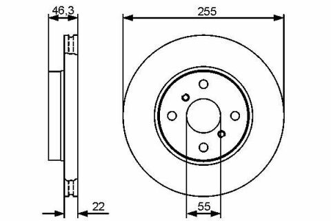 Диск тормозной (передний) Toyota Yaris 05- (255x22)