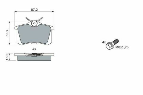 Колодки гальмівні (задні) Citroen Berlingo/Peugeot Partner 1.6/2.0HDI 02-/VW Caddy 03- (з болтами)